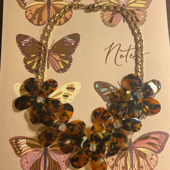 J. Crew tortoise shell flower necklace Vintage - Picture 1 of 3